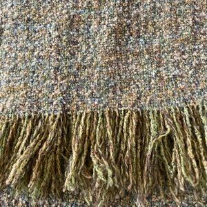 Mucros Scarf Weaver’s Workshop Handwoven in Ireland Muted Greens/Blues 13”X66”